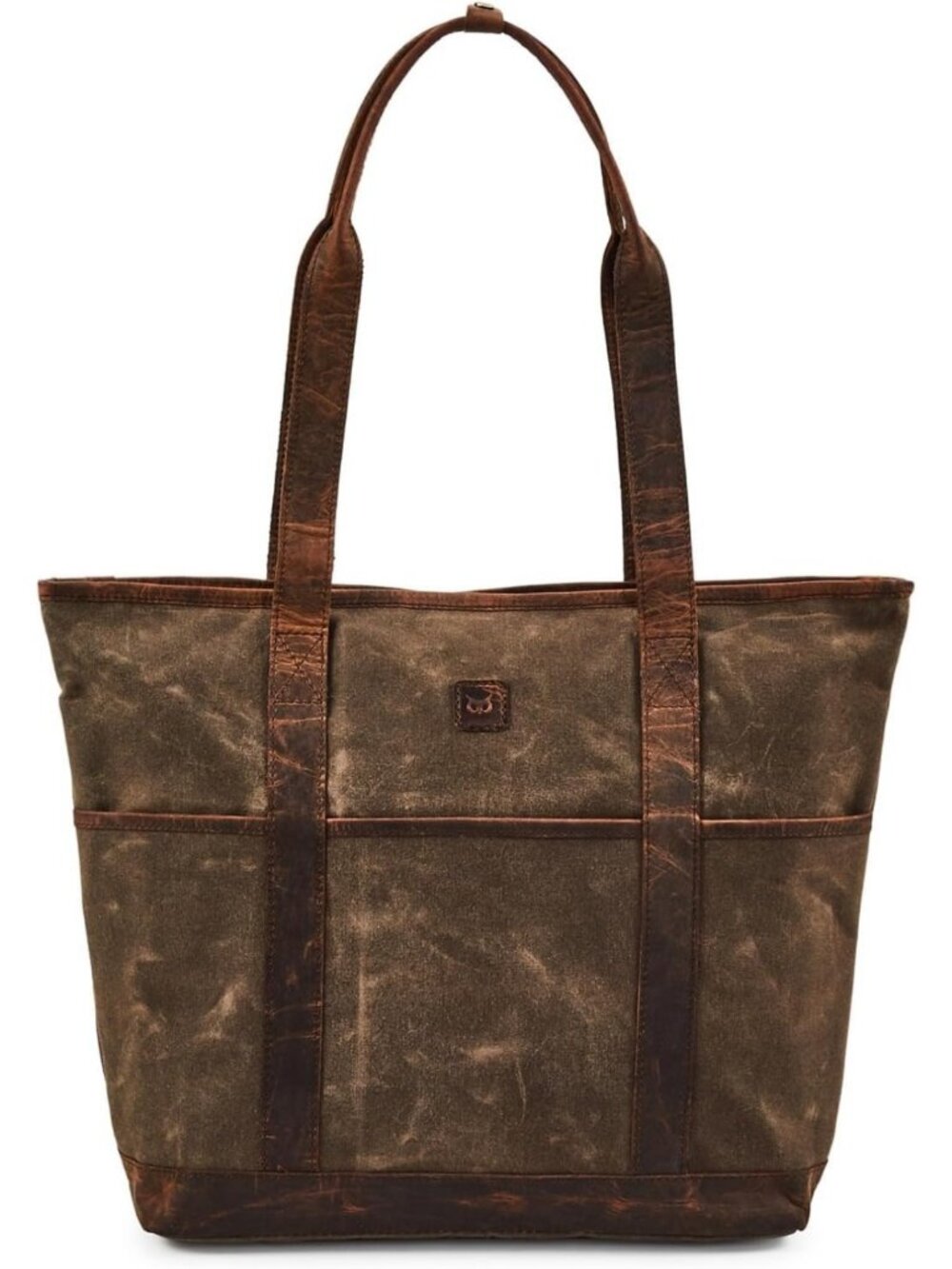 Large Waxed Canvas & Leather Tote Bag for Women - Stylish Work Shoulder Handbag